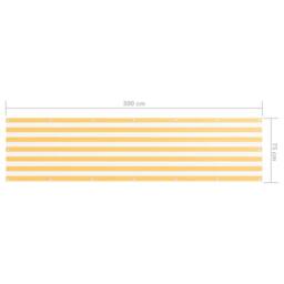 Berkfield Home Balcony Screen White & Yellow 75x300 cm Oxford Fabric - thumbnail 5
