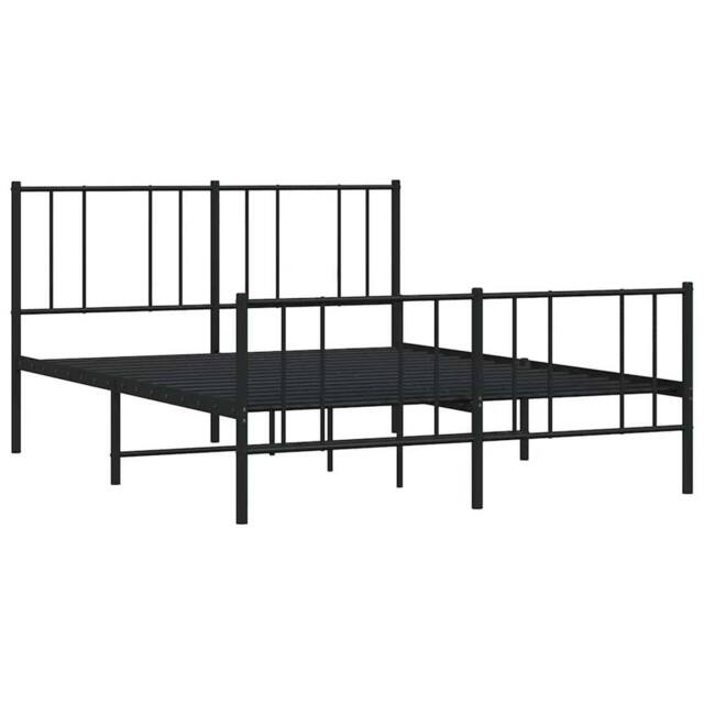 Berkfield Home Metal Bed Frame with Headboard & Footboard Black 140x190 cm - image 1
