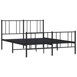 Berkfield Home Metal Bed Frame with Headboard & Footboard Black 140x190 cm - thumbnail 1