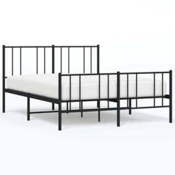 Berkfield Home Metal Bed Frame with Headboard & Footboard Black 140x190 cm - thumbnail 3