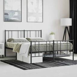 Berkfield Home Metal Bed Frame with Headboard & Footboard Black 140x190 cm - thumbnail 4