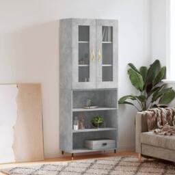 Berkfield Home Highboard Concrete Grey 69.5x34x180 cm Engineered Wood - thumbnail 2