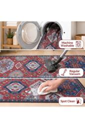 Living and Home Bohemian-Inspired Non-Slip Runner Rug in Red - Size: 50 cm x 120 cm - thumbnail 5