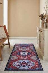 Living and Home Bohemian-Inspired Non-Slip Runner Rug in Red - Size: 50 cm x 120 cm - thumbnail 2