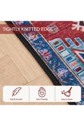 Living and Home Bohemian-Inspired Non-Slip Runner Rug in Red - Size: 50 cm x 120 cm - thumbnail 4