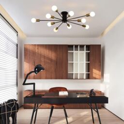 Garwarm Mid Century Sputnik Industrial Chandelier for Living Room Kitchen Island Bedroom in Black - thumbnail 4