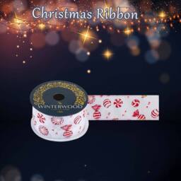 VFM e-Store Christmas Ribbon Garland 6cm x 10cm White X 1 - Size: 6 cm x 10 cm - thumbnail 3