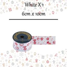 VFM e-Store Christmas Ribbon Garland 6cm x 10cm White X 1 - Size: 6 cm x 10 cm - thumbnail 2