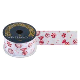 VFM e-Store Christmas Ribbon Garland 6cm x 10cm White X 1 - Size: 6 cm x 10 cm