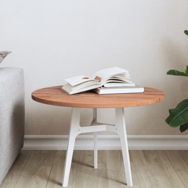 Berkfield Home Table Top Ã˜50x1.5 cm Round Solid Wood Beech in Brown - Size: 50x1.5 cm - image 1