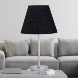 First Choice Lighting Chrome Touch Operated Table Lamp with Black Shade in Silver - thumbnail 3