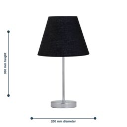First Choice Lighting Chrome Touch Operated Table Lamp with Black Shade in Silver - thumbnail 5