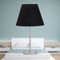 First Choice Lighting Chrome Touch Operated Table Lamp with Black Shade in Silver - thumbnail 4