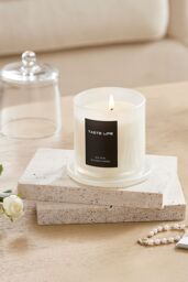 SHEONLY Soy Wax Scented Candle with Bell Shaped Glass Cup, Valley After the Rain in White - thumbnail 1