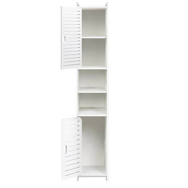 KORVIXA Tall Bathroom Cabinet, Slimline Storage Cupboard in White - Size: W700mm x H750mm - image 1