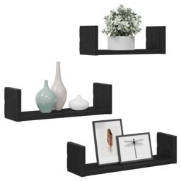 Berkfield Home Wall Shelves 3 pcs Black Oak Engineered Wood - thumbnail 4