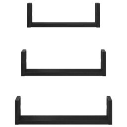 Berkfield Home Wall Shelves 3 pcs Black Oak Engineered Wood - thumbnail 5