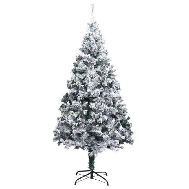 Berkfield Home Artificial Christmas Tree with Flocked Snow Green 180 cm PVC - image 1