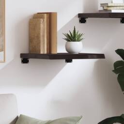 Berkfield Home Beautiful Wall Shelf Dark Grey 40x40x(2-4) cm Treated Solid Wood Oak in Dark Brown - thumbnail 1