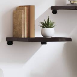 Berkfield Home Beautiful Wall Shelf Dark Grey 40x40x(2-4) cm Treated Solid Wood Oak in Dark Brown - thumbnail 2