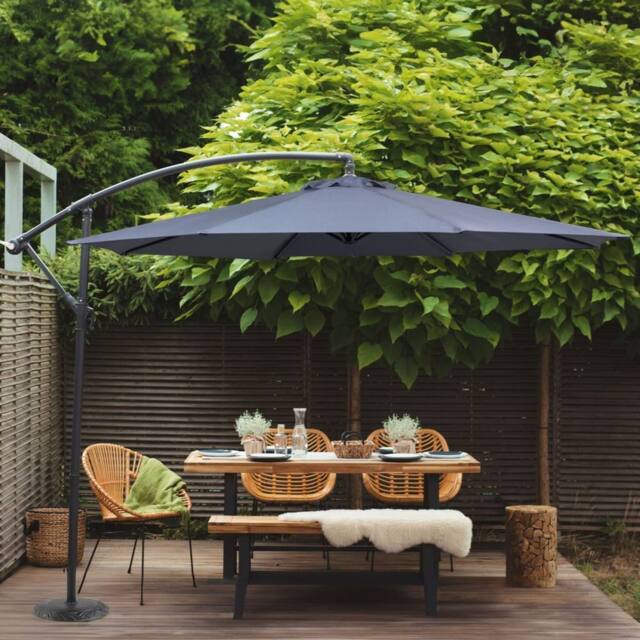 Wyld and Coco 300cm Garden Parasol Grey Weather Resistant Polyester Aluminium - image 1