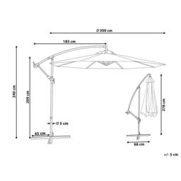 Wyld and Coco 300cm Garden Parasol Grey Weather Resistant Polyester Aluminium - thumbnail 3