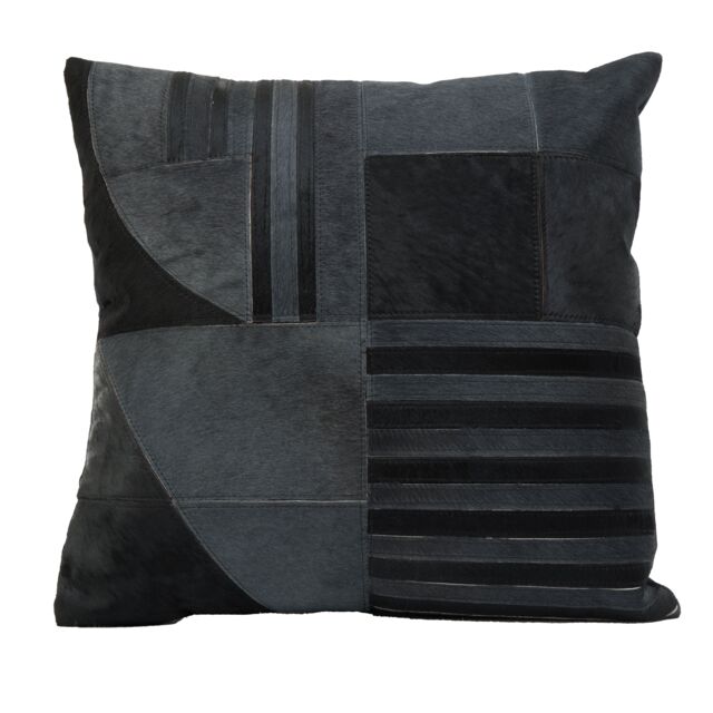 Orsina Bosie Safira Black & Grey Hair on Leather Cushion - image 1