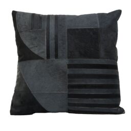 Orsina Bosie Safira Black & Grey Hair on Leather Cushion