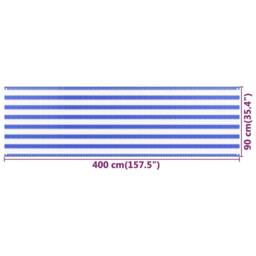Berkfield Home Fabric Balcony Screen Blue & White 90x400 cm HDPE - thumbnail 5