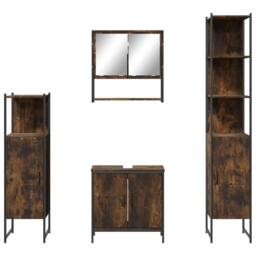 Berkfield Home 4 Piece Bathroom Furniture Set Smoked Oak Engineered Wood in Brown - thumbnail 6
