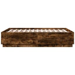 Berkfield Home Modern Bed Frame without Mattress Smoked Oak 120x190 cm Small Double in Brown - thumbnail 5