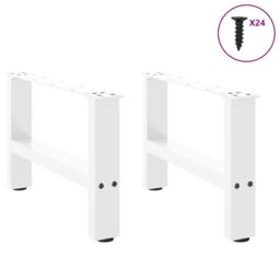 Berkfield Home Coffee Table Legs White 2 pcs 50x(30-31) cm Steel - thumbnail 4