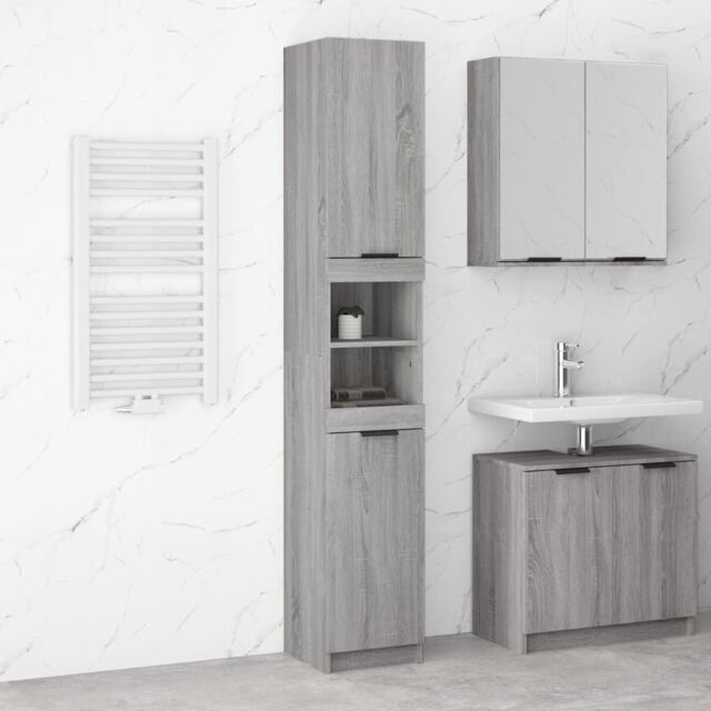 Berkfield Home Bathroom Cabinet Grey Sonoma 32x34x188.5 cm Engineered Wood - image 1
