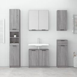 Berkfield Home Bathroom Cabinet Grey Sonoma 32x34x188.5 cm Engineered Wood - thumbnail 3