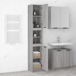Berkfield Home Bathroom Cabinet Grey Sonoma 32x34x188.5 cm Engineered Wood - thumbnail 4