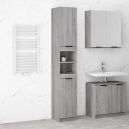 Berkfield Home Bathroom Cabinet Grey Sonoma 32x34x188.5 cm Engineered Wood - thumbnail 1