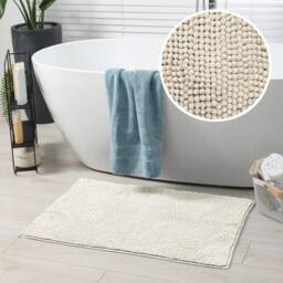 Allure Bath Fashions Chenille Bobble Bath Mat 60 x 90cm - Super Soft Microfibre & Non-Slip in Cream - Size: 60 x 90 cm - thumbnail 2