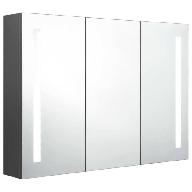 Berkfield Home LED Bathroom Mirror Cabinet 89x14x62 cm Grey - Size: 89 x 14 x 62 cm - image 1