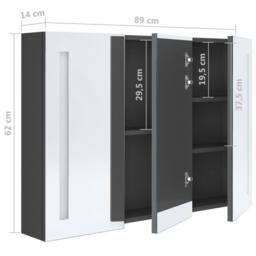 Berkfield Home LED Bathroom Mirror Cabinet 89x14x62 cm Grey - Size: 89 x 14 x 62 cm - thumbnail 8