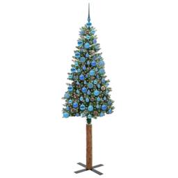Berkfield Home Slim Christmas Tree with 300 LEDs Green & White 180 cm - thumbnail 3
