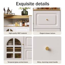 Matteo White Rotating Extendable Sideboard Cabinet with Glass & Drawers - thumbnail 7