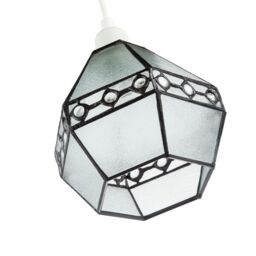 Happy Homewares Industrial Style Pendant Light Shade with Frosted Glass & Clear Gems - thumbnail 4