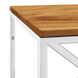 Berkfield Home Coffee Table Stainless Steel & Solid Wood Acacia in Silver - thumbnail 5