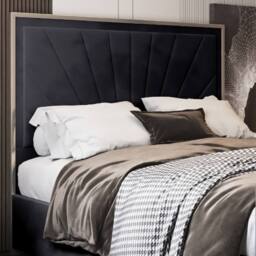 Casani Somerton Upholstered Soft Velvet Black Metal Designer Bed Frame - Size: Double - thumbnail 6