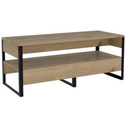 FORGEVIO Industrial Bleached Pine Black Metal Frame Furniture Coffee Table in Brown - thumbnail 4
