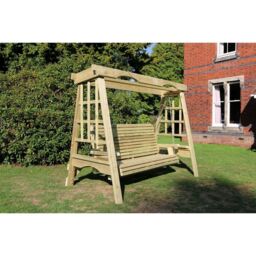 Churnet Valley Garden Furniture Ltd Cottage Swinging Seat Hammock- Sits 3, Min. Assembly Required in Brown - thumbnail 2