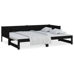 Berkfield Home Pull-out Day Bed Black Solid Wood Pine 2x(90x200) cm - thumbnail 6