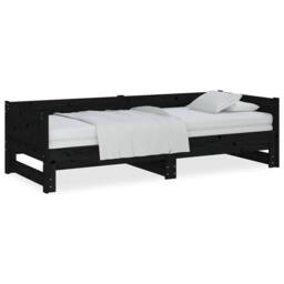 Berkfield Home Pull-out Day Bed Black Solid Wood Pine 2x(90x200) cm