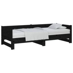 Berkfield Home Pull-out Day Bed Black Solid Wood Pine 2x(90x200) cm - thumbnail 3