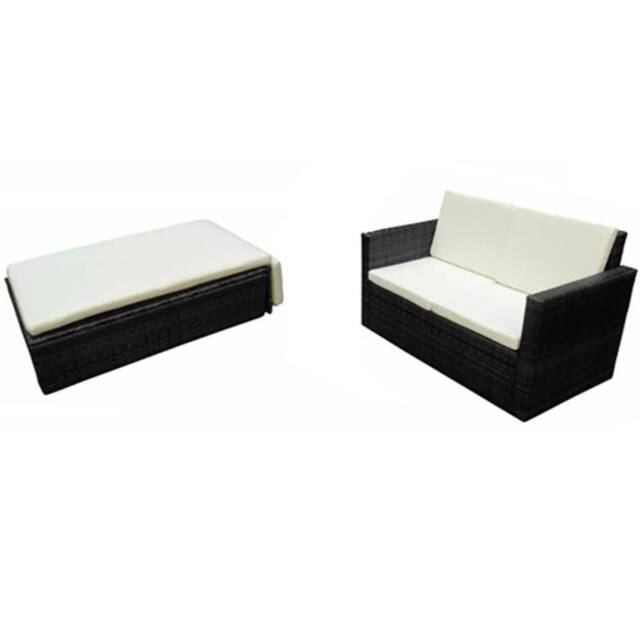 Berkfield Home 2 Piece Garden Lounge Set with Cushions Poly Rattan Black - image 1